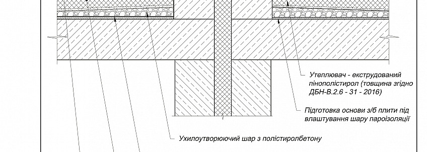 Пристрій деформаційного шва на які не експлуатуються покрівлі